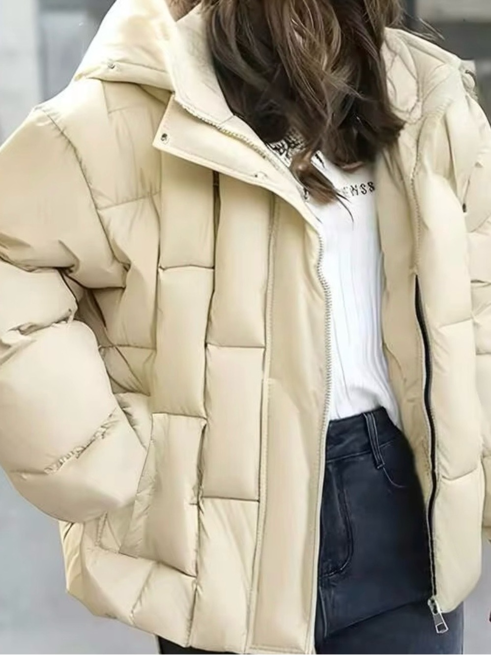 Square Checkered Hooded Coat